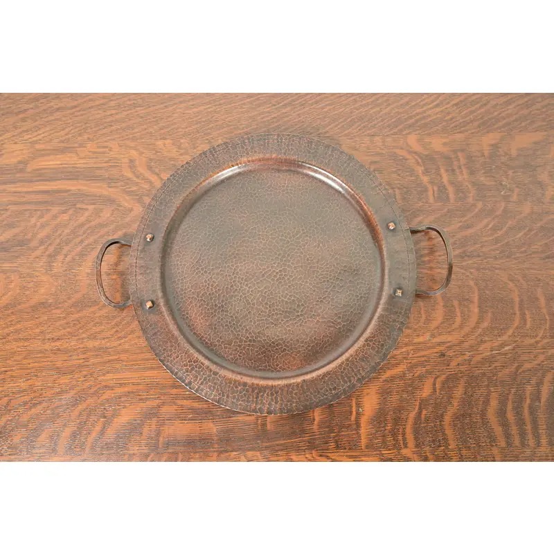 Roycroft Arts & Crafts Hammered Copper Large Handled Serving Tray, Circa 1920s