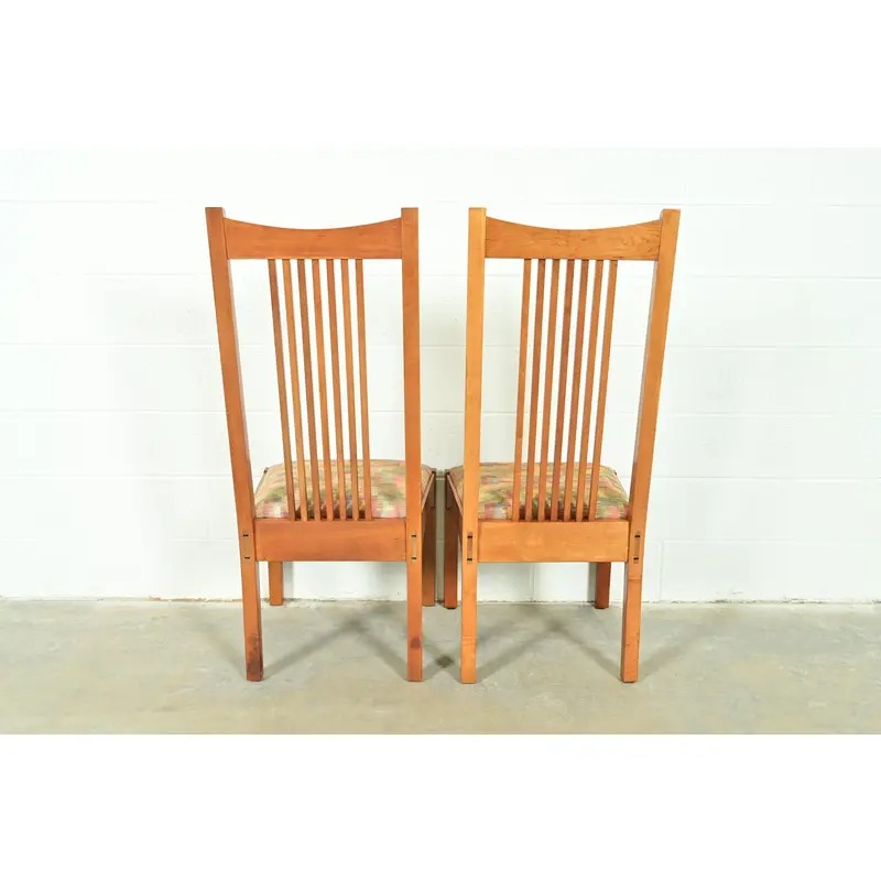 Stickley Arts & Crafts Cherry Wood High Back Spindle Dining Chairs, Set of Four - Image 10