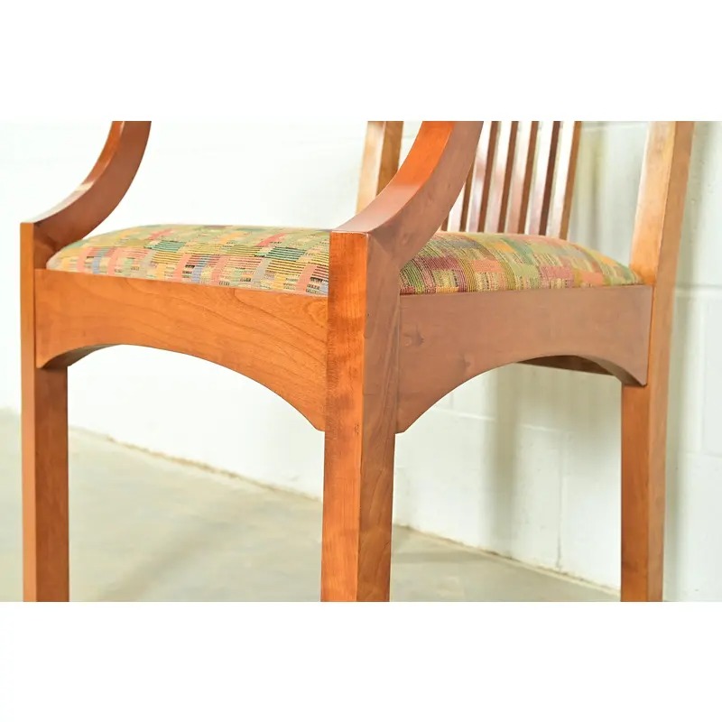 Stickley Arts & Crafts Cherry Wood High Back Spindle Dining Chairs, Set of Six - Image 10
