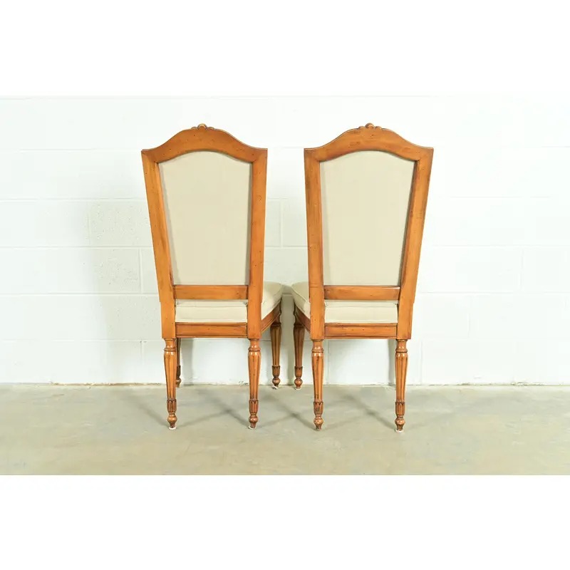 Baker Furniture Style French Regency Louis XVI Carved Walnut Side Chairs or Dining Chairs, Pair - Image 11