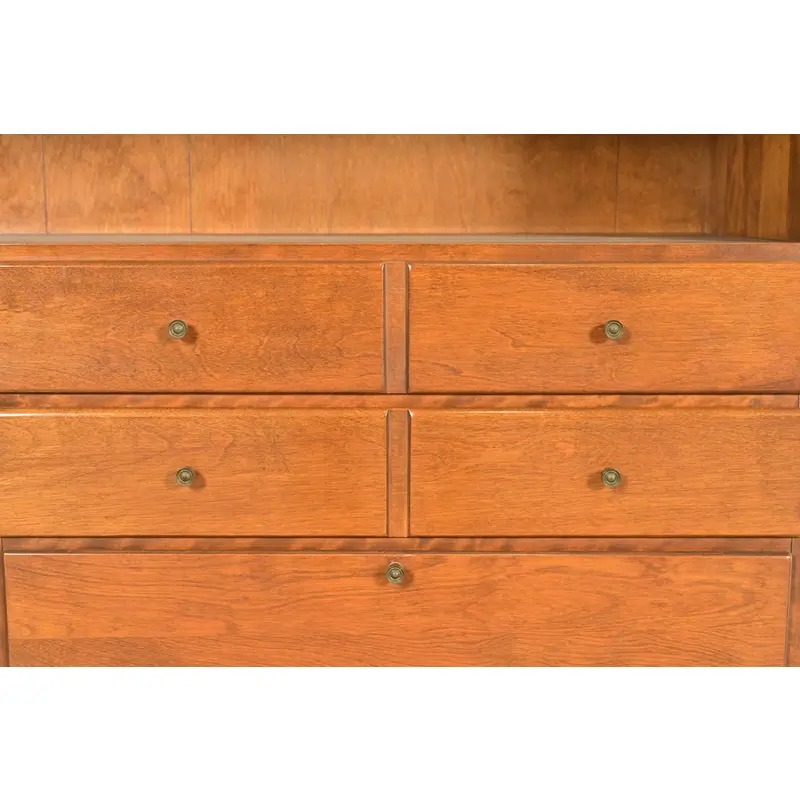 Ethan Allen American Colonial Solid Maple Secretary Desk Hutch Top or Wall Unit, Circa 1970s - Image 11