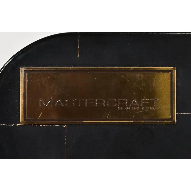 Mastercraft Mid-Century Hollywood Regency Black Lacquer and Brass Bar Cabinet, 1970s - Image 11