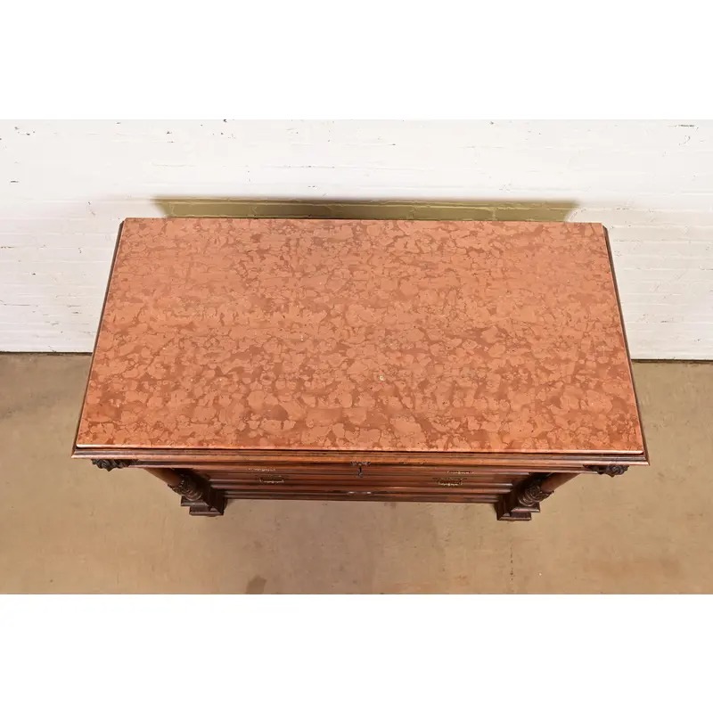 R. J. Horner Style Antique Victorian Carved Walnut Marble Top Buffet Server or Dresser, Circa 1880s - Image 11