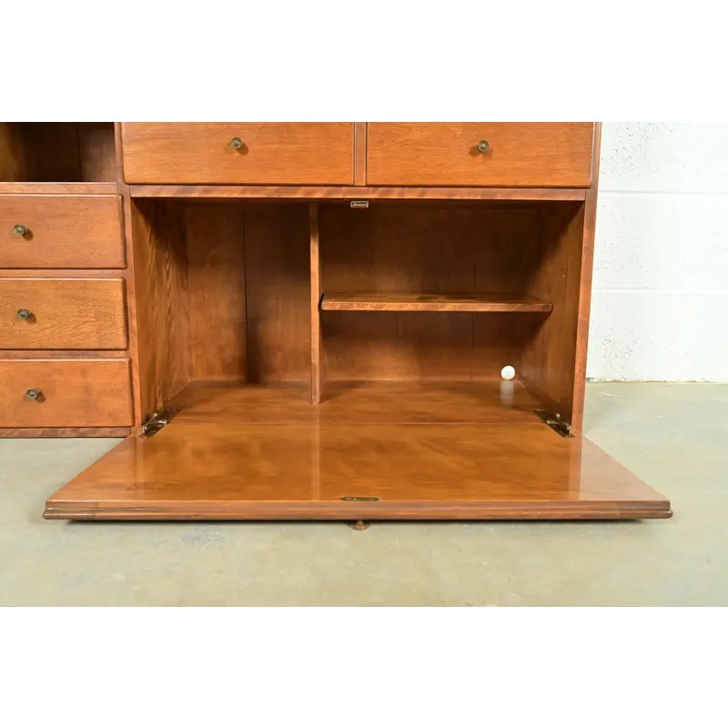 Ethan Allen American Colonial Solid Maple Secretary Desk Hutch Top or Wall Unit, Circa 1970s - Image 12