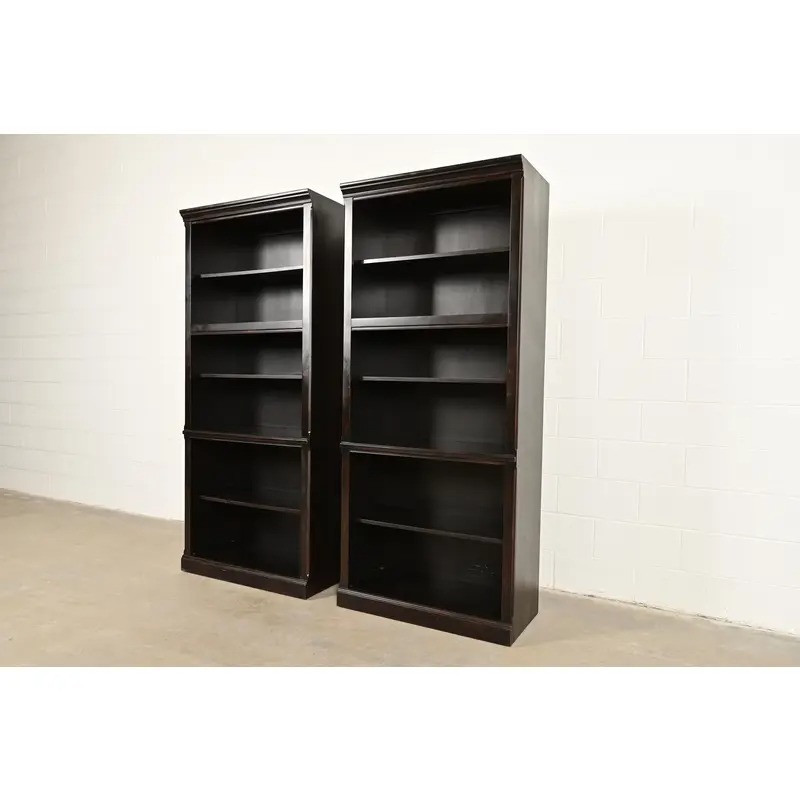 Ethan Allen Arts & Crafts Shaker Dark Cherry Wood Tall Bookcase - Image 12