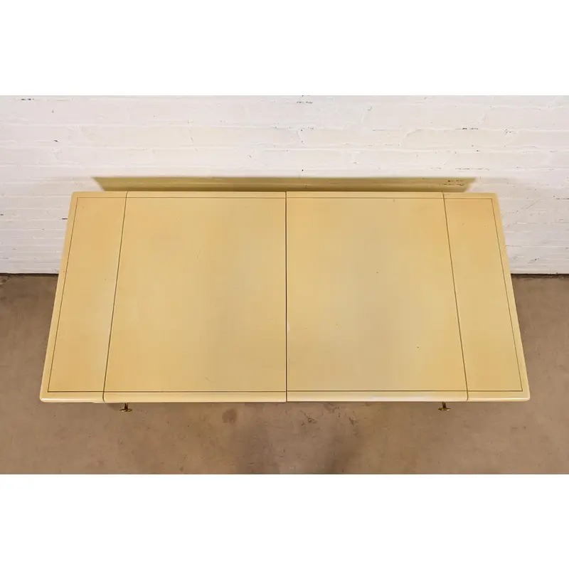 Romweber Mid-Century Modern Hollywood Regency Cream Lacquered and Brass Flip Top Buffet Server or Bar Cart, Circa 1960s - Image 12