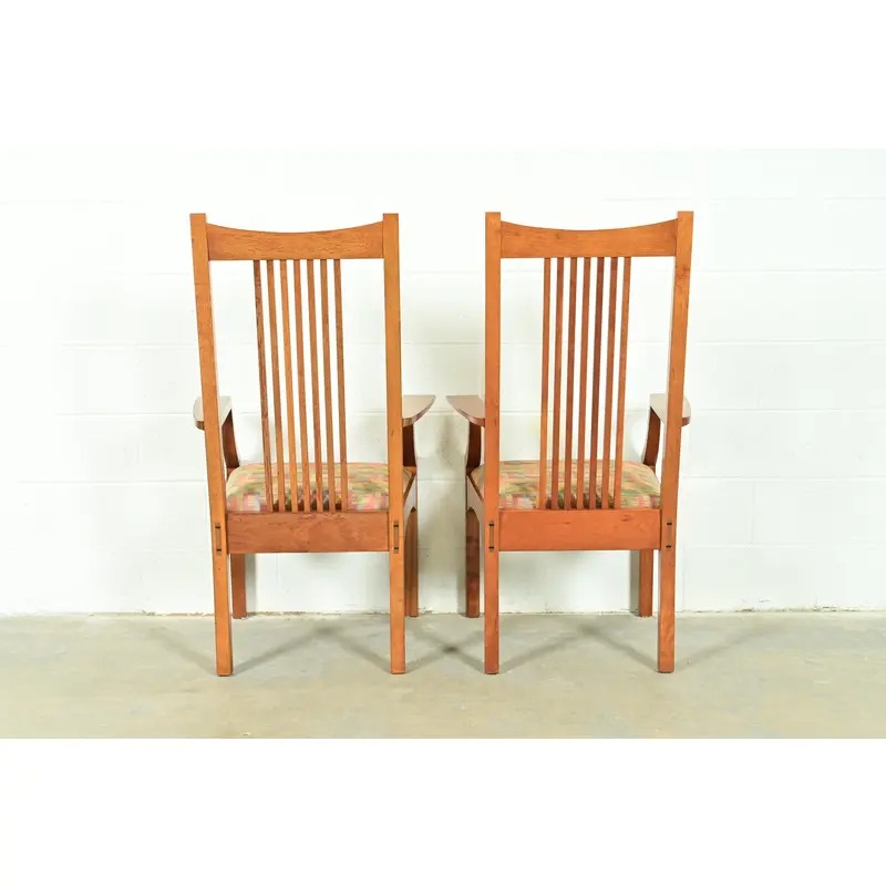 Stickley Arts & Crafts Cherry Wood High Back Spindle Dining Chairs, Set of Six - Image 12