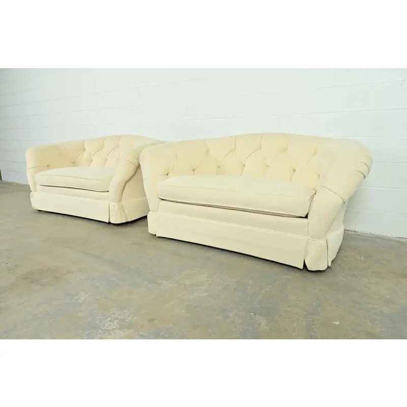 Baker Furniture Mid-Century Hollywood Regency Tufted Sofa or Loveseat, Circa 1960s - Image 13