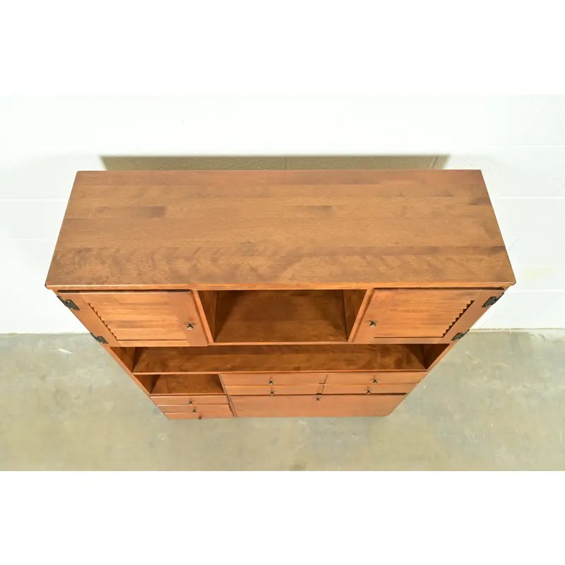 Ethan Allen American Colonial Solid Maple Secretary Desk Hutch Top or Wall Unit, Circa 1970s - Image 13