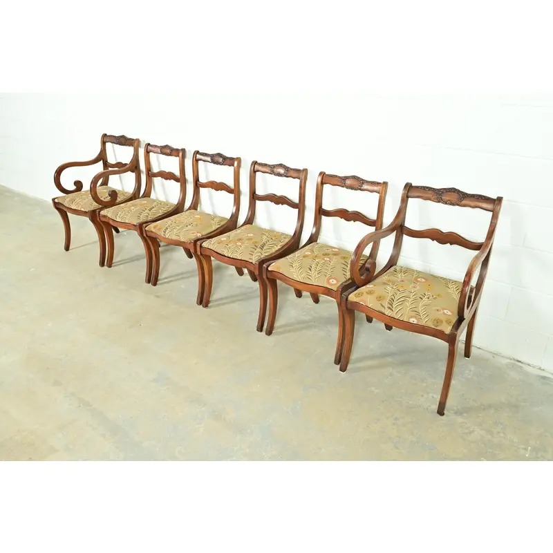 Kindel Furniture Style Regency Carved Solid Mahogany Side Chairs or Dining Chairs, Pair - Image 13