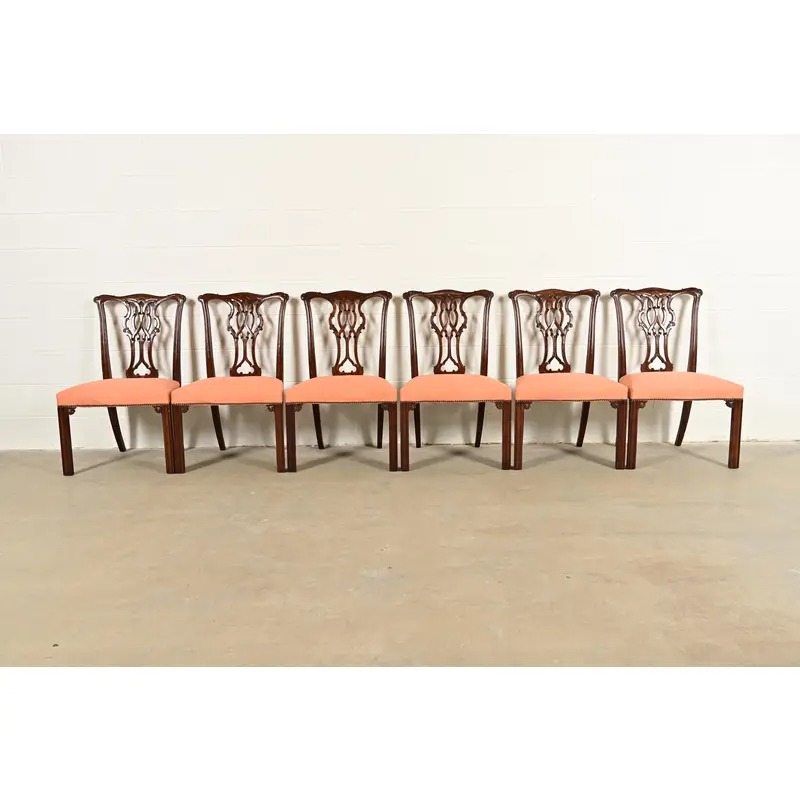 Baker Furniture Georgian Carved Mahogany Dining Chairs, Set of Six - Image 2