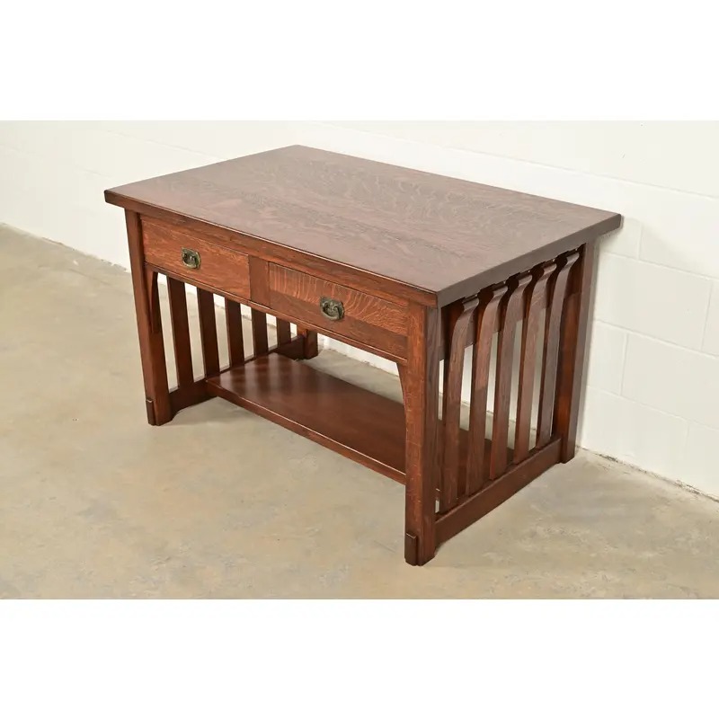 Imperial Furniture Grand Rapids Antique Mission Oak Arts & Crafts Writing Desk or Library Table, Newly Refinished - Image 2