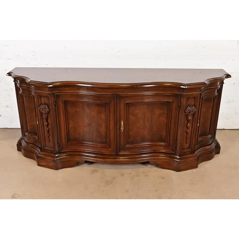Karges French Regency Louis XVI Burled Walnut Sideboard or Bar Cabinet - Image 2