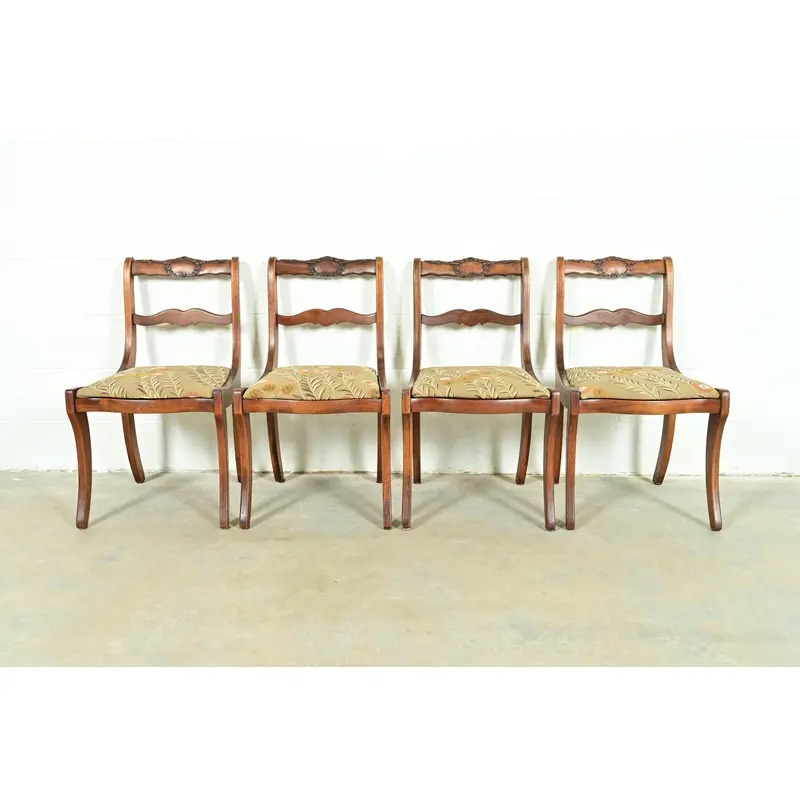 Kindel Furniture Style Regency Carved Solid Mahogany Dining Chairs, Set of Four - Image 2