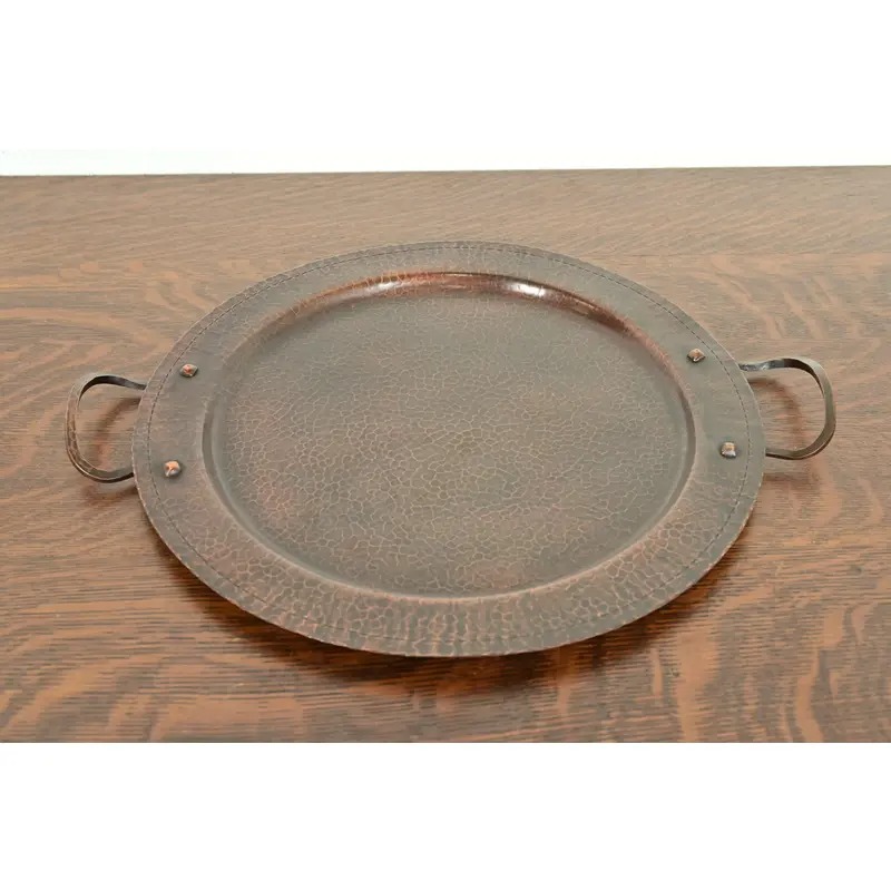 Roycroft Arts & Crafts Hammered Copper Large Handled Serving Tray, Circa 1920s - Image 2
