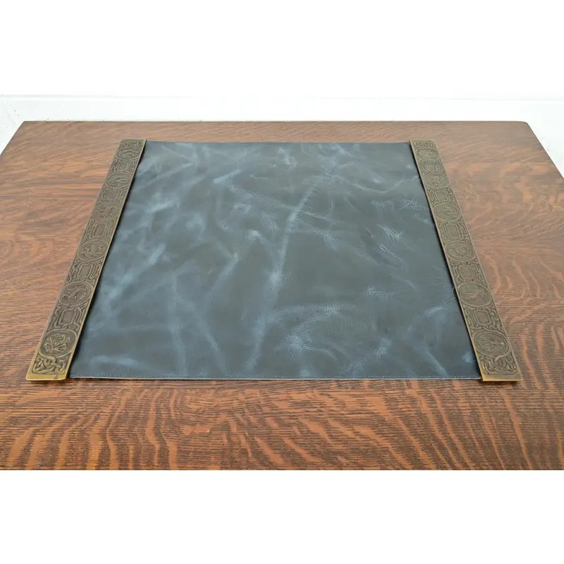 Tiffany Studios New York Zodiac Bronze Blotter Ends With Leather Desk Blotter - Image 2