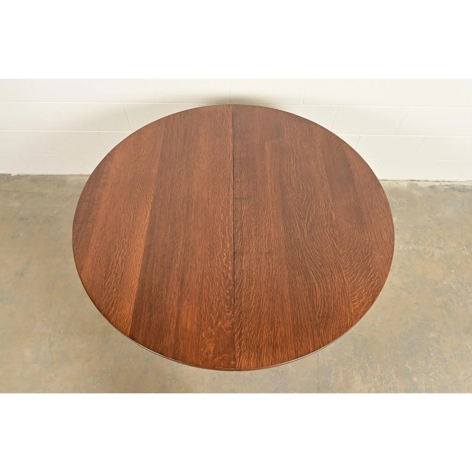 Stickley Brothers Antique Mission Oak Arts & Crafts Pedestal Extension Dining Table, Newly Refinished - Image 4