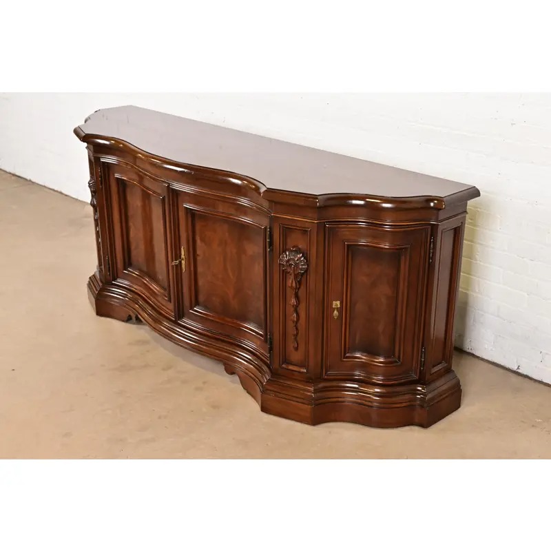 Karges French Regency Louis XVI Burled Walnut Sideboard or Bar Cabinet - Image 3