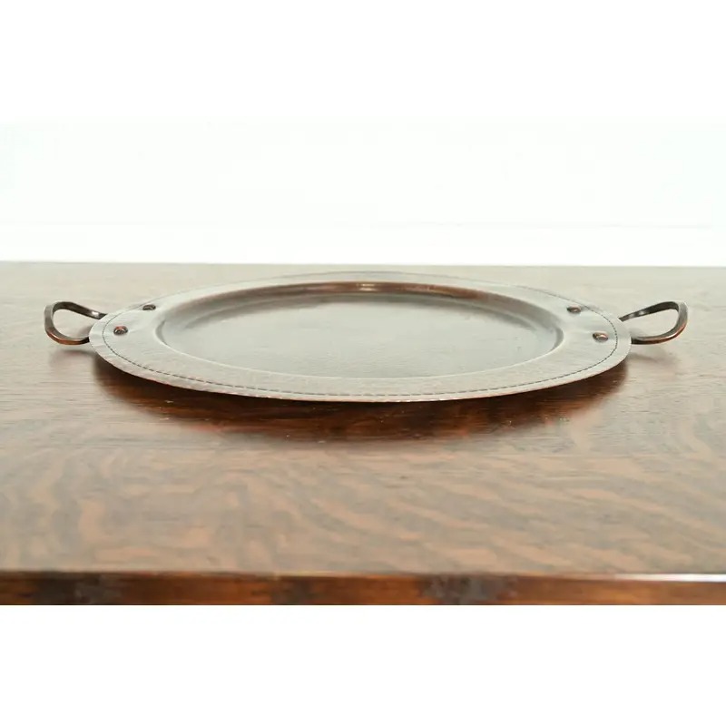 Roycroft Arts & Crafts Hammered Copper Handled Large Serving Tray, Circa 1920s - Image 3