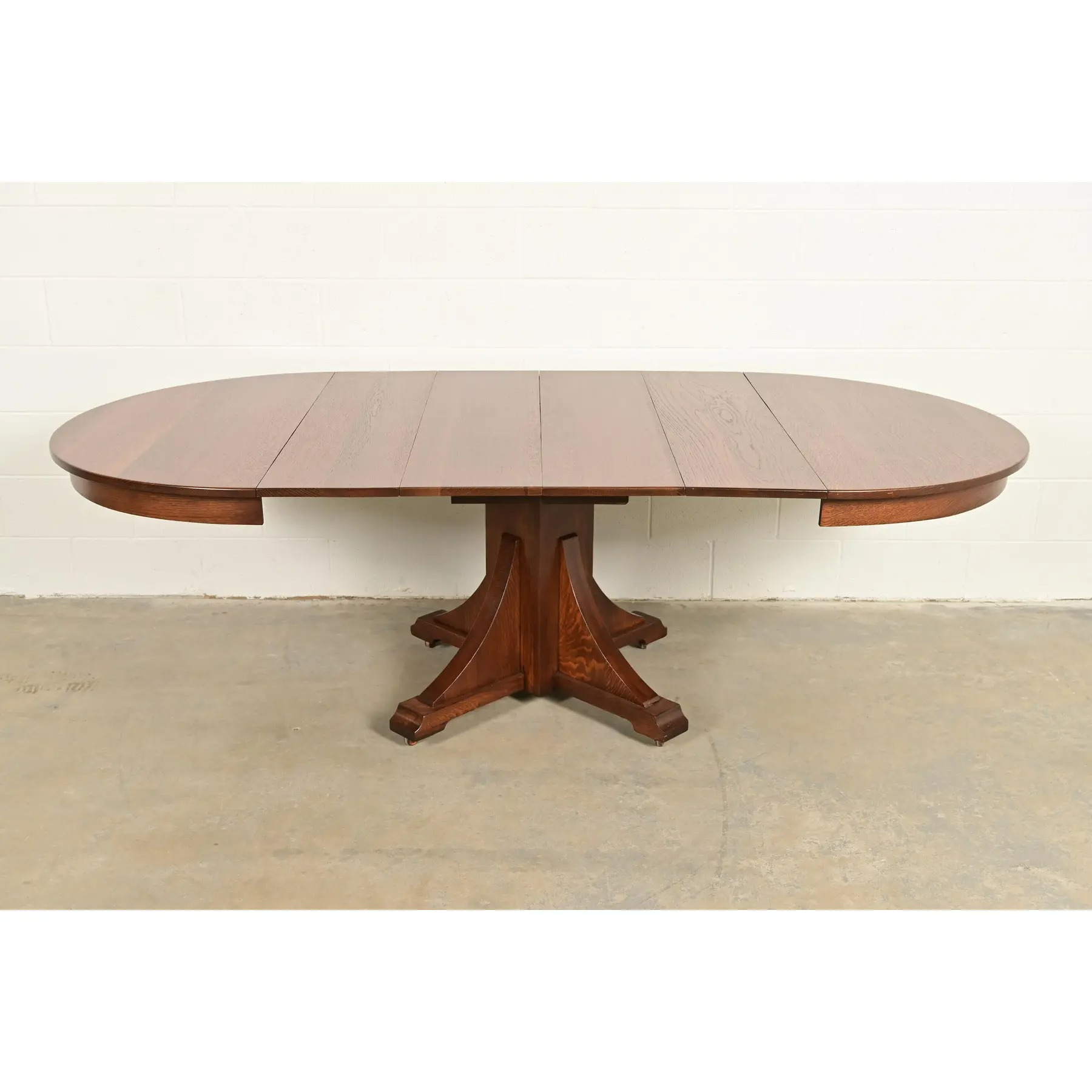 Stickley Brothers Antique Mission Oak Arts & Crafts Pedestal Extension Dining Table, Newly Refinished - Image 6