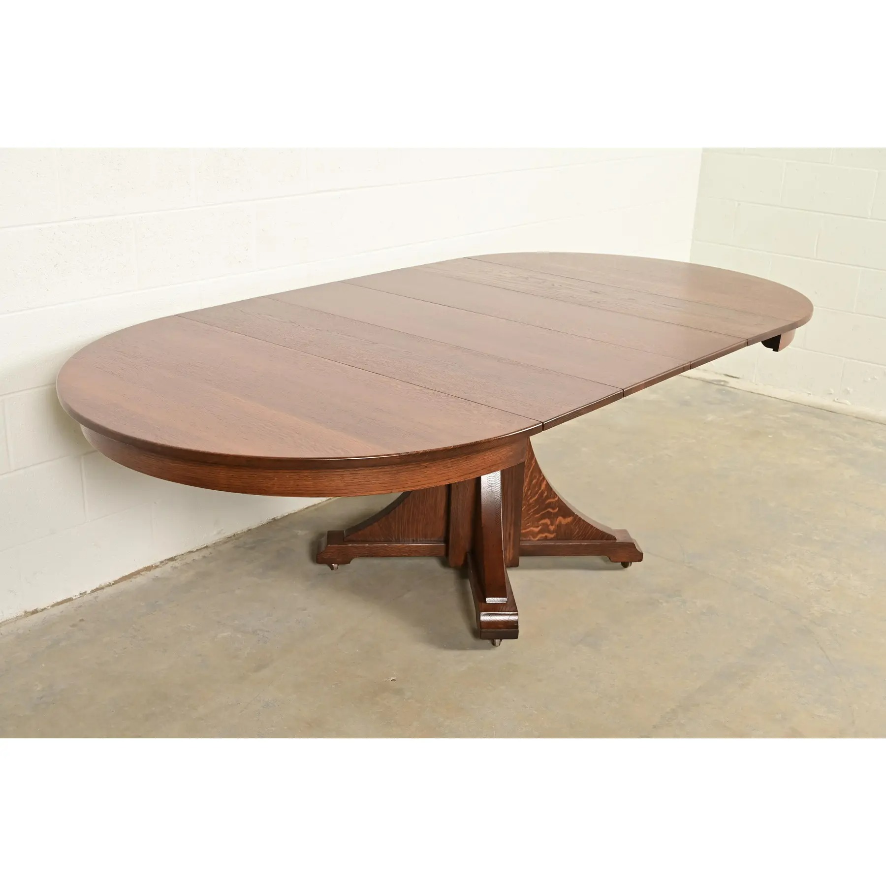 Stickley Brothers Antique Mission Oak Arts & Crafts Pedestal Extension Dining Table, Newly Refinished - Image 7