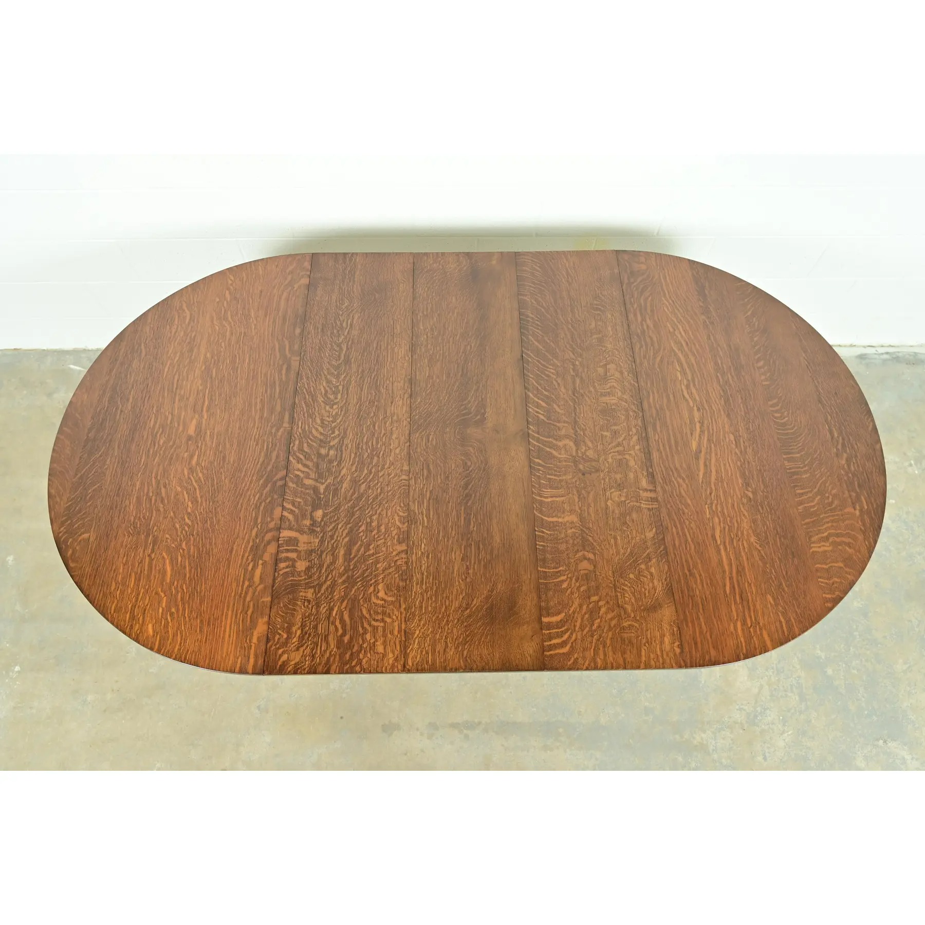 Stickley Style Antique Mission Oak Arts & Crafts Pedestal Extension Dining Table, Newly Refinished - Image 9
