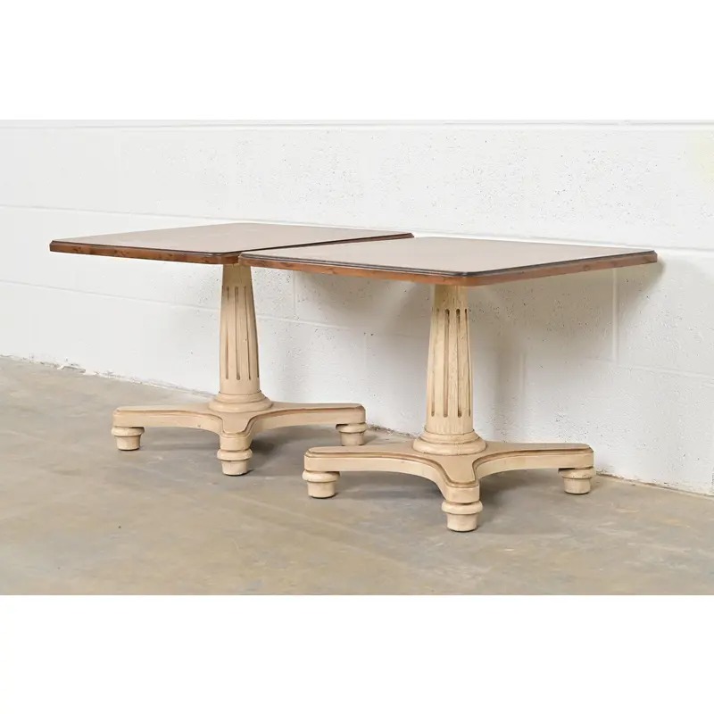 Heritage Furniture Regency Walnut Pedestal Tea Tables or Occasional Side Tables, Pair - Image 4