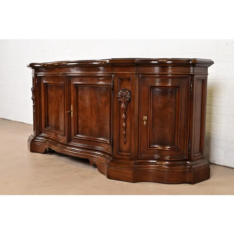 Karges French Regency Louis XVI Burled Walnut Sideboard or Bar Cabinet - Image 4