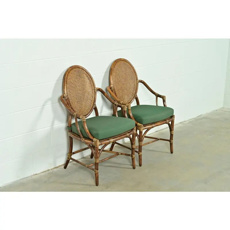 McGuire Hollywood Regency Organic Modern Bamboo and Cane Armchairs, Pair - Image 4