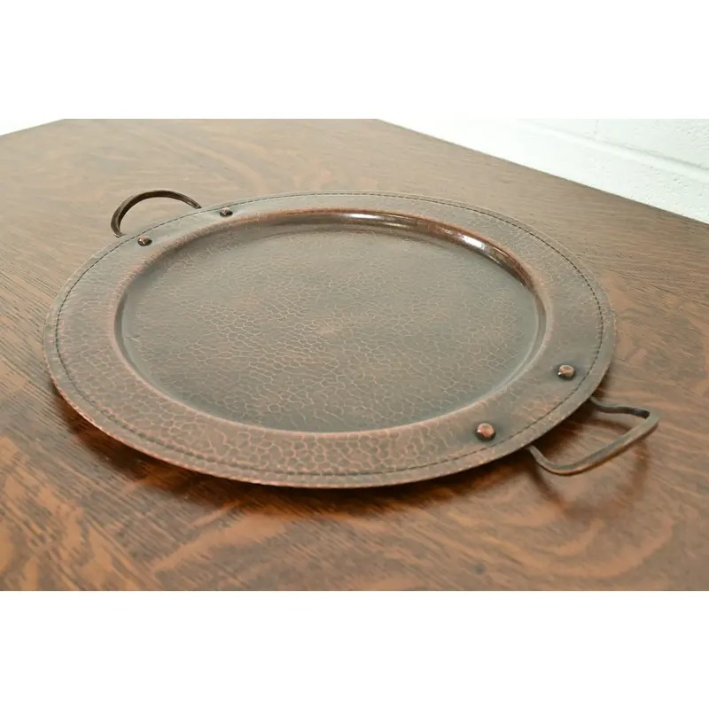 Roycroft Arts & Crafts Hammered Copper Handled Large Serving Tray, Circa 1920s - Image 4