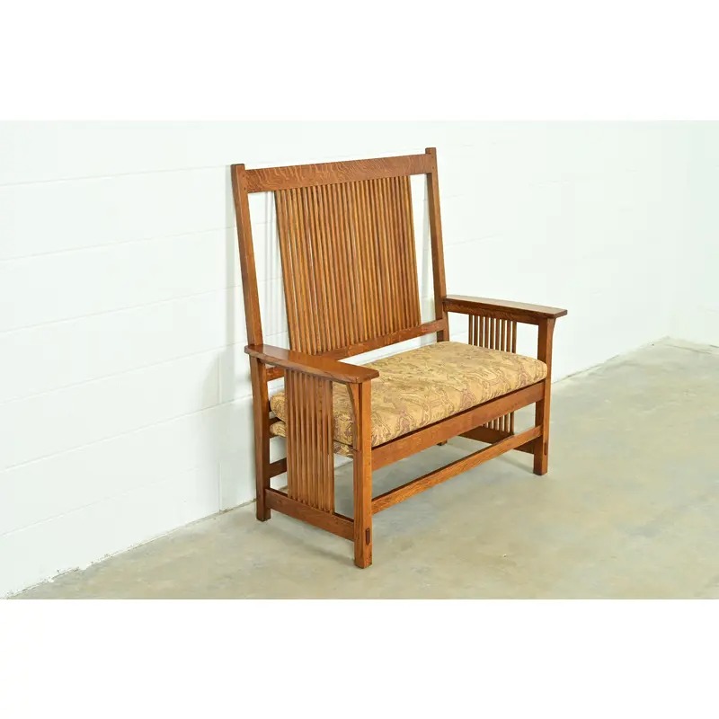 Stickley Mission Oak Arts & Crafts Spindle Bench or Settee - Image 4