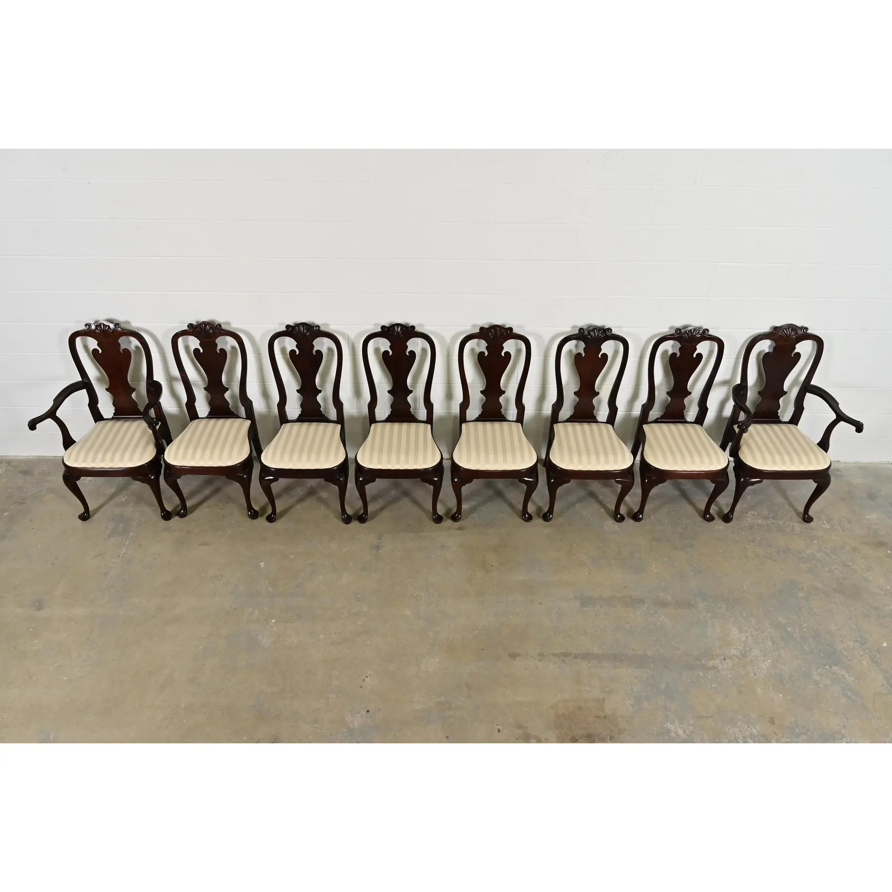 Stickley Queen Anne Carved Solid Mahogany Dining Chairs, Set of Eight - Image 5