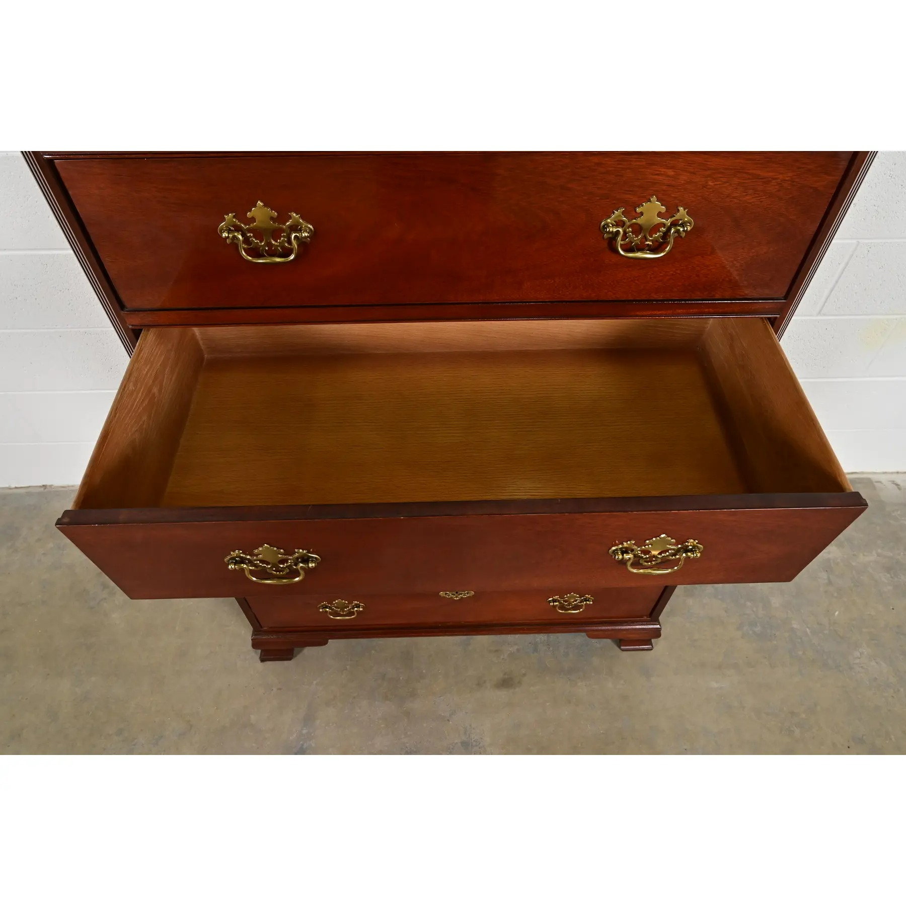 Baker Furniture Georgian Carved Mahogany Eight-Drawer Highboy Dresser - Image 7