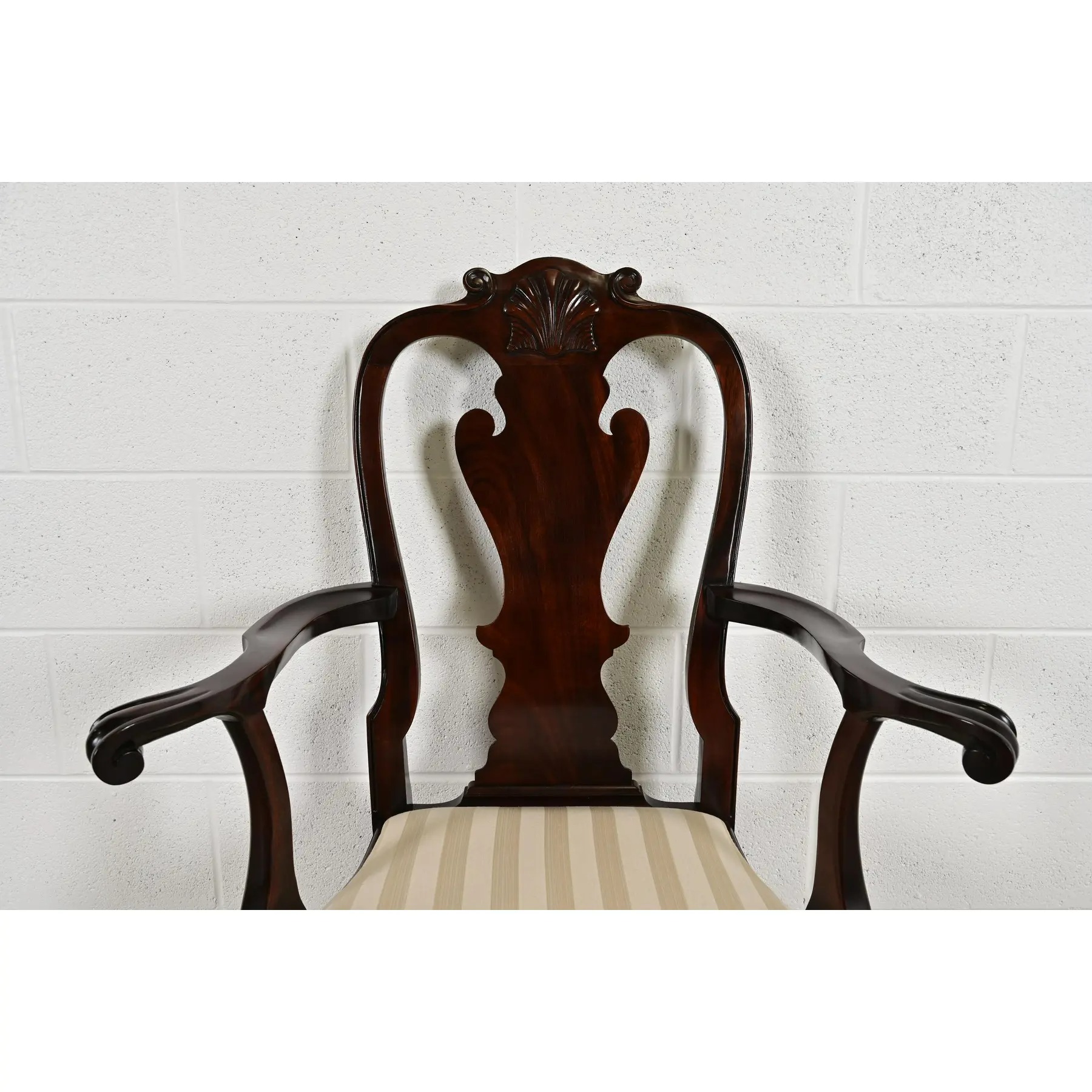 Stickley Queen Anne Carved Solid Mahogany Dining Chairs, Set of Eight - Image 7