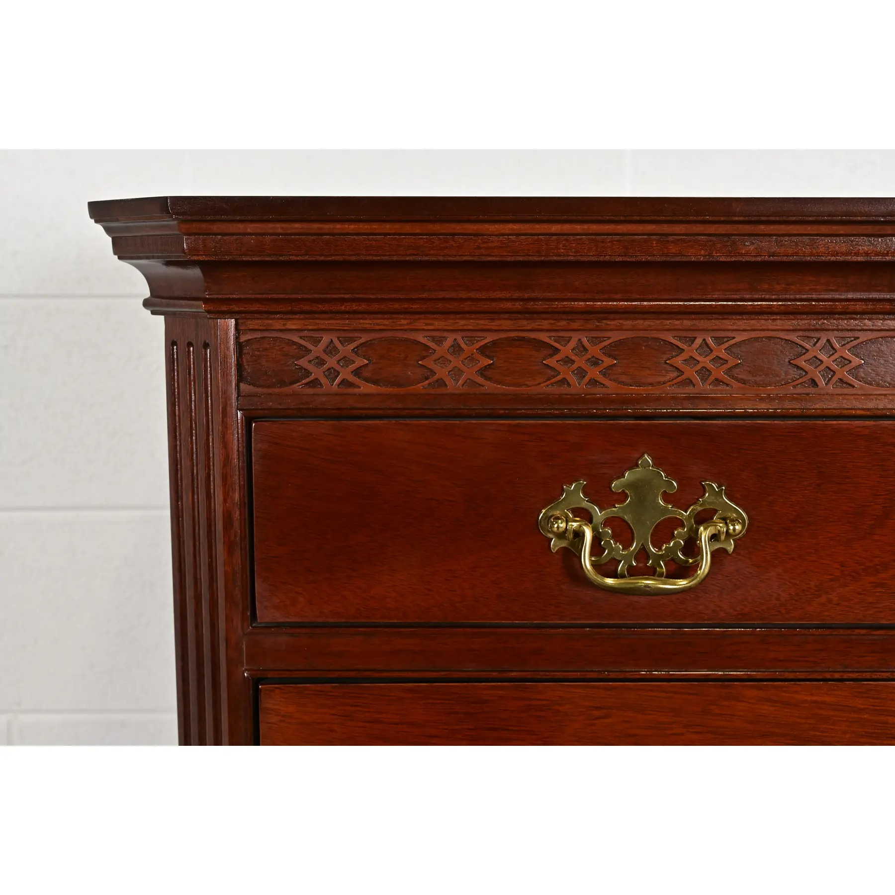 Baker Furniture Georgian Carved Mahogany Eight-Drawer Highboy Dresser - Image 9