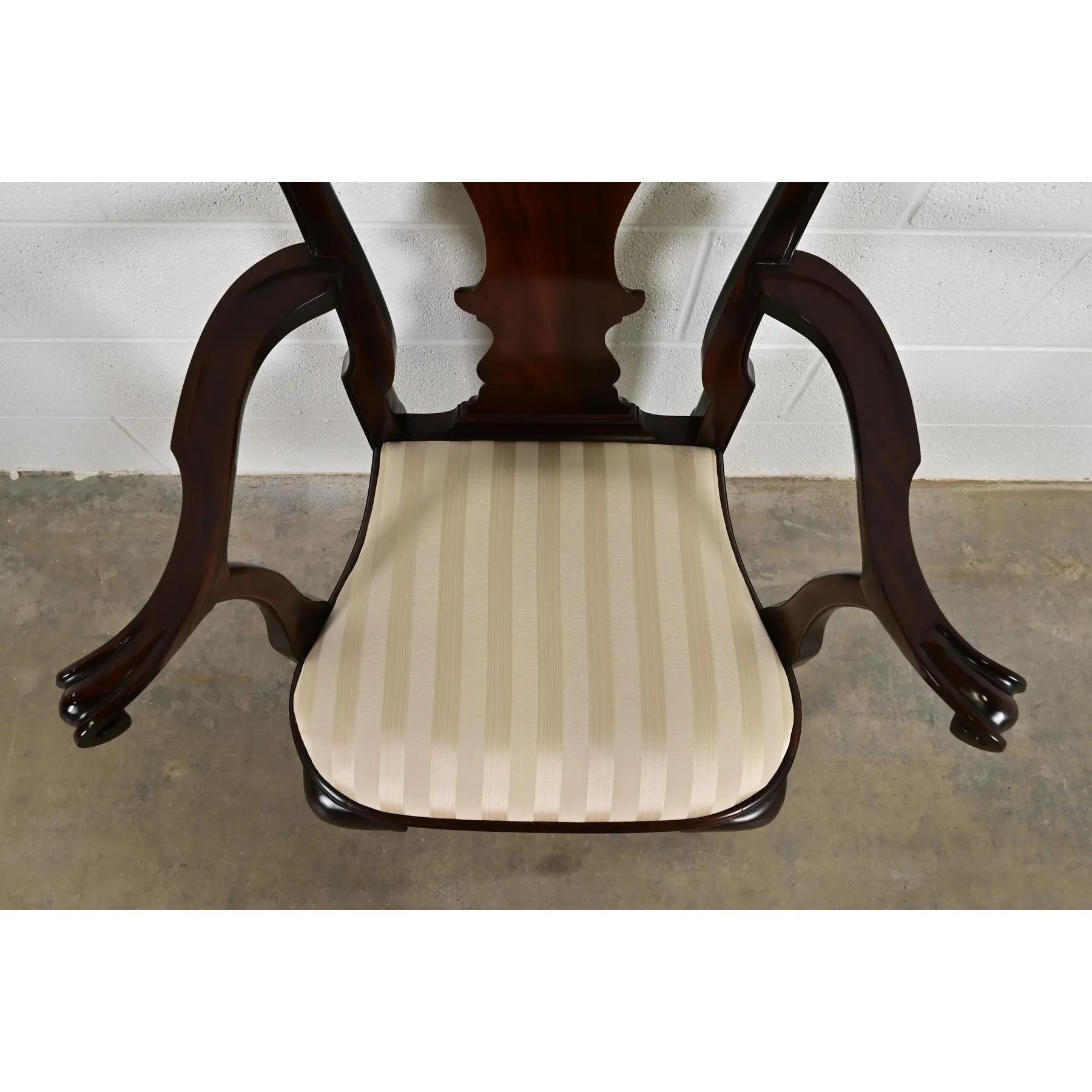 Stickley Queen Anne Carved Solid Mahogany Dining Chairs, Set of Eight - Image 9