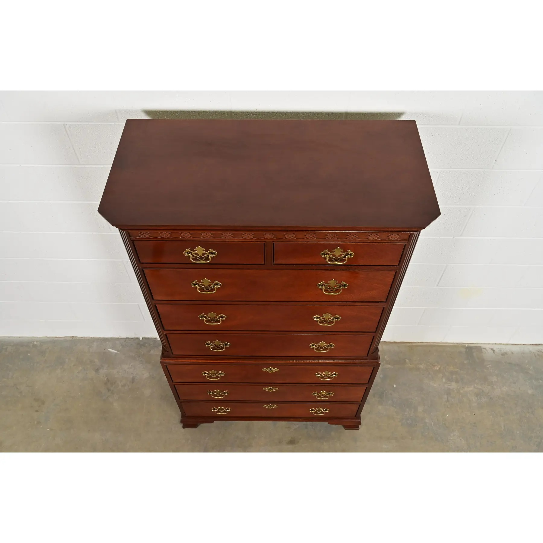 Baker Furniture Georgian Carved Mahogany Eight-Drawer Highboy Dresser - Image 10