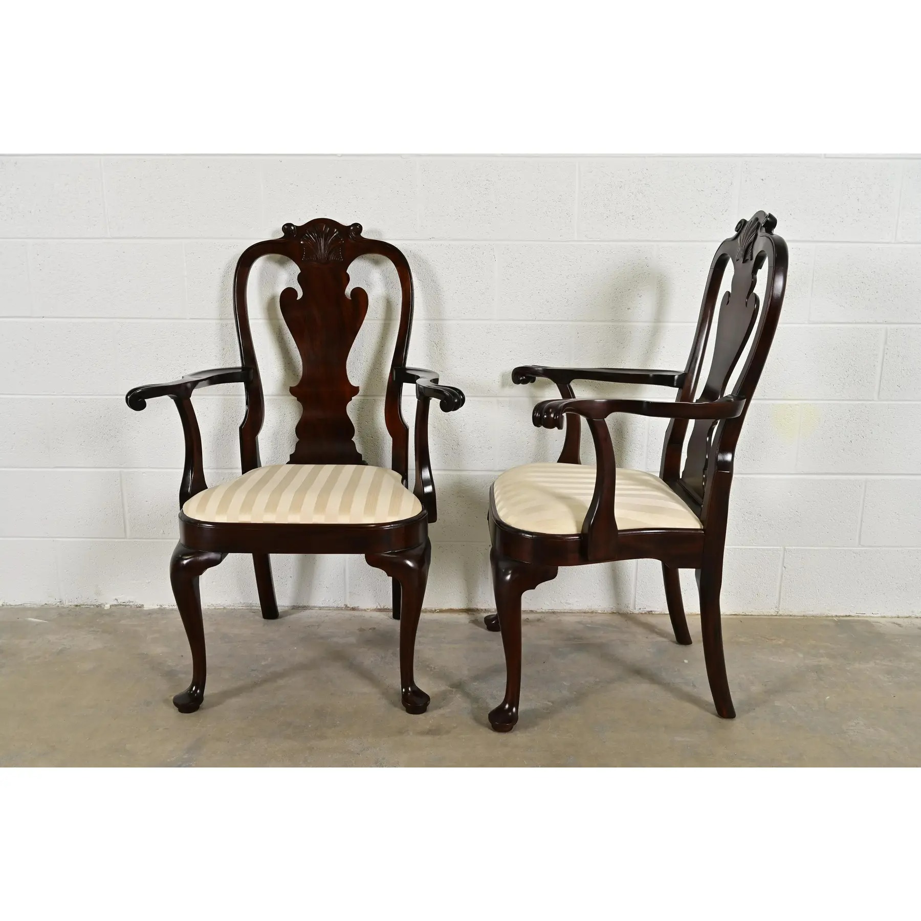 Stickley Queen Anne Carved Solid Mahogany Dining Chairs, Set of Eight - Image 10