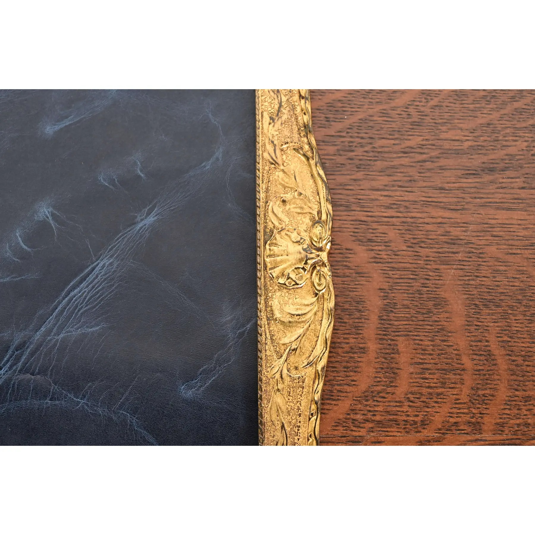 Tiffany Studios New York Louis XVI Bronze Doré Blotter Ends With Leather Desk Blotter - Image 8