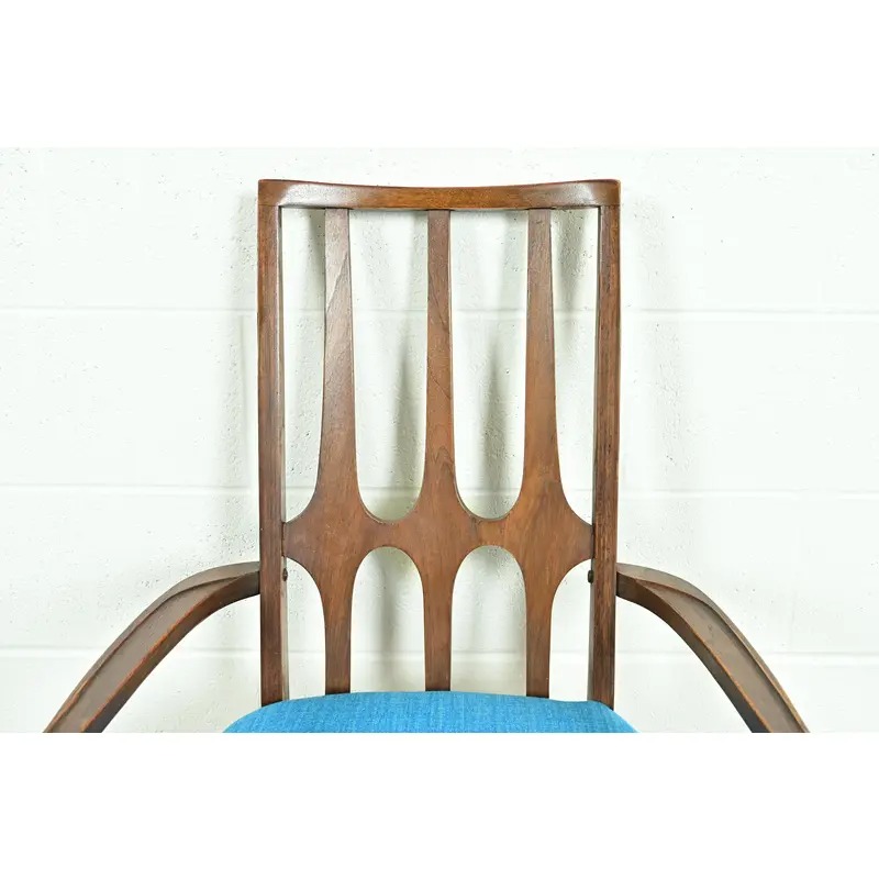 Broyhill Brasilia Mid-Century Modern Sculpted Walnut High Back Armchairs, Pair - Image 5