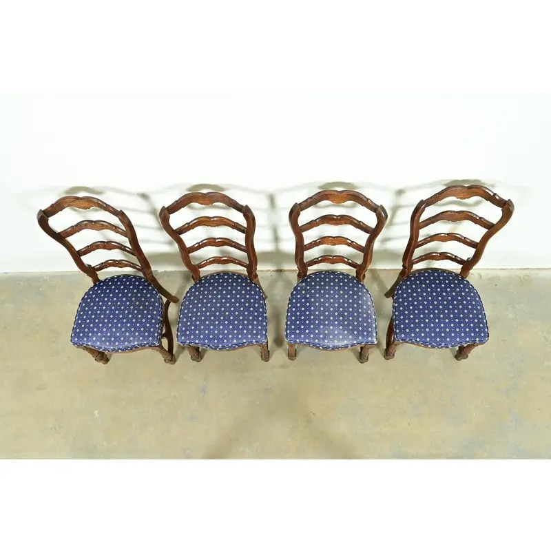 Century Furniture French Country Carved Solid Oak Ladder Back Dining Chairs, Set of Four - Image 5