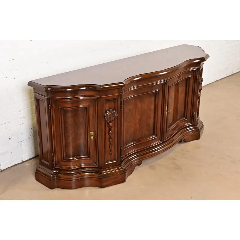 Karges French Regency Louis XVI Burled Walnut Sideboard or Bar Cabinet - Image 5