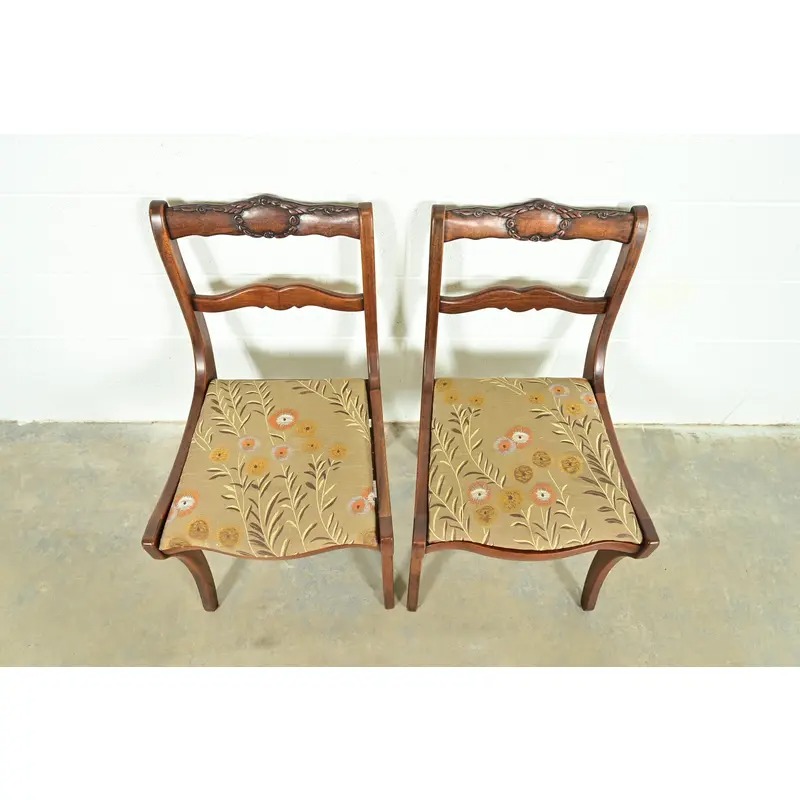 Kindel Furniture Style Regency Carved Solid Mahogany Side Chairs or Dining Chairs, Pair - Image 5
