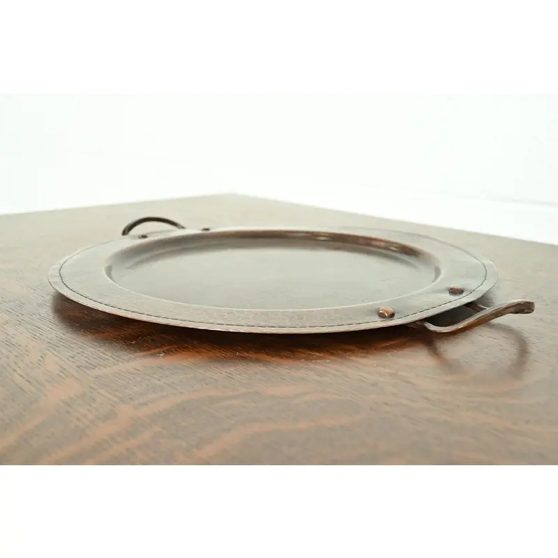 Roycroft Arts & Crafts Hammered Copper Handled Large Serving Tray, Circa 1920s - Image 5