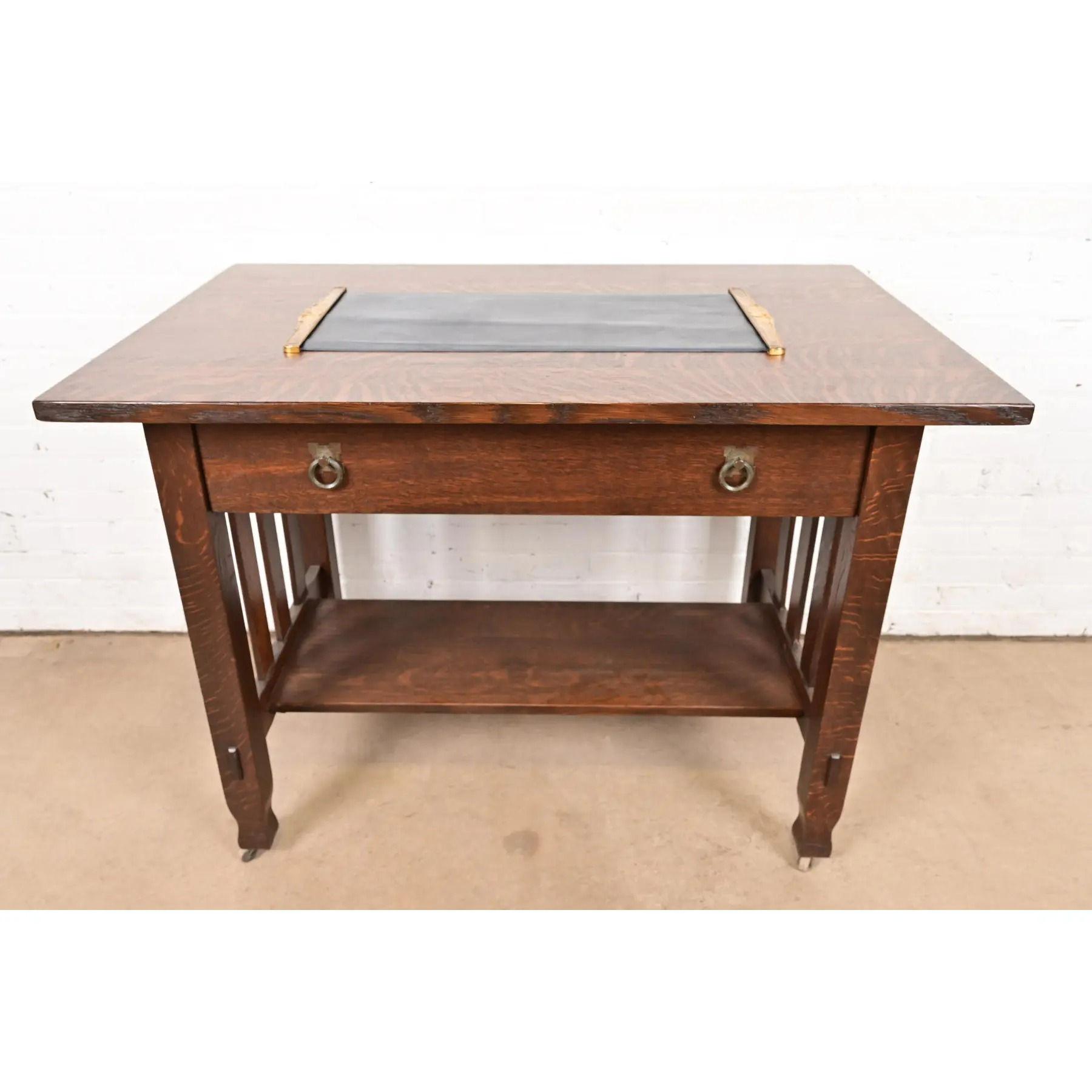 Tiffany Studios New York Louis XVI Bronze Doré Blotter Ends With Leather Desk Blotter - Image 13