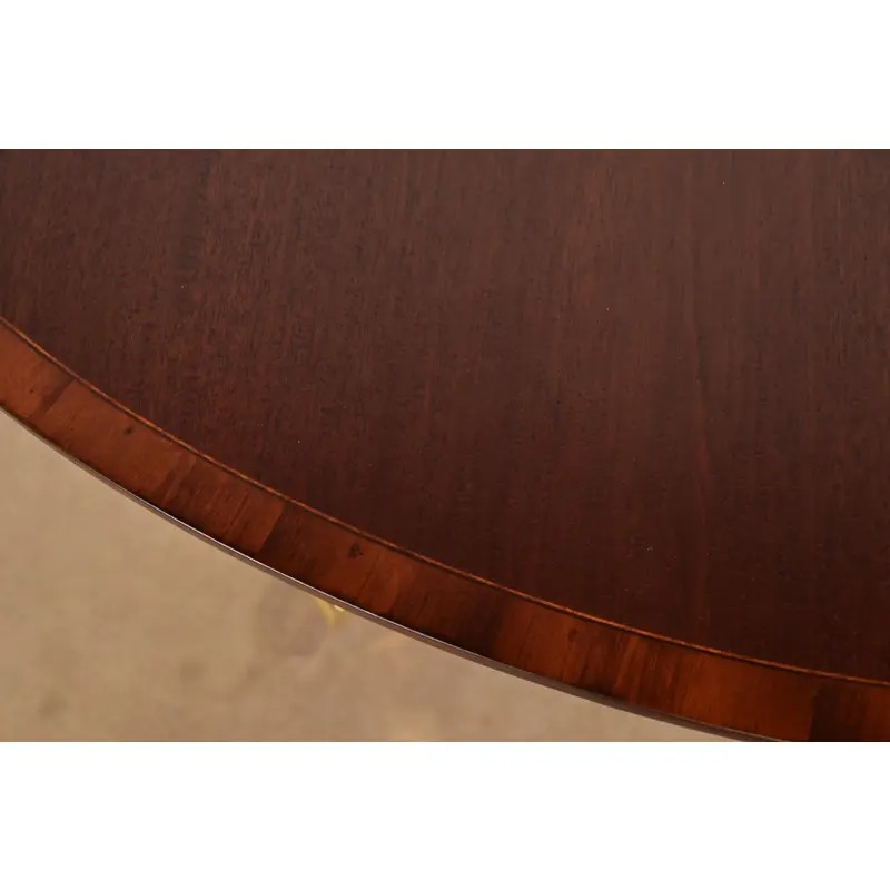 Baker Furniture Georgian Banded Mahogany Pedestal Extension Dining Table, Newly Refinished - Image 6