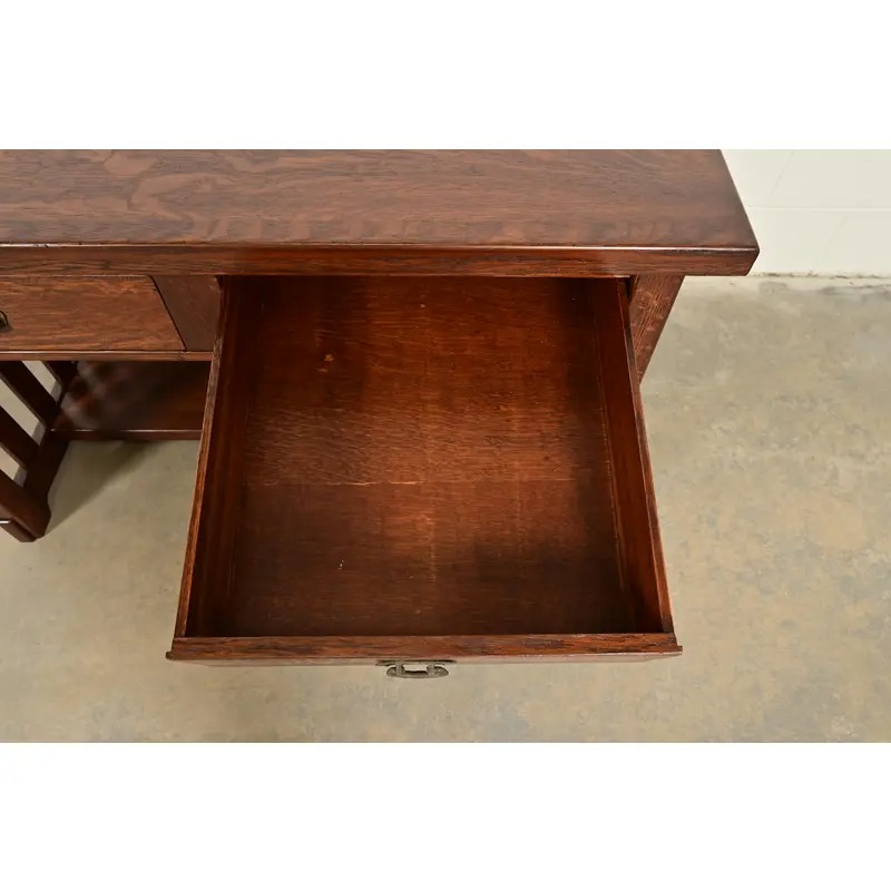 Imperial Furniture Grand Rapids Antique Mission Oak Arts & Crafts Writing Desk or Library Table, Newly Refinished - Image 6
