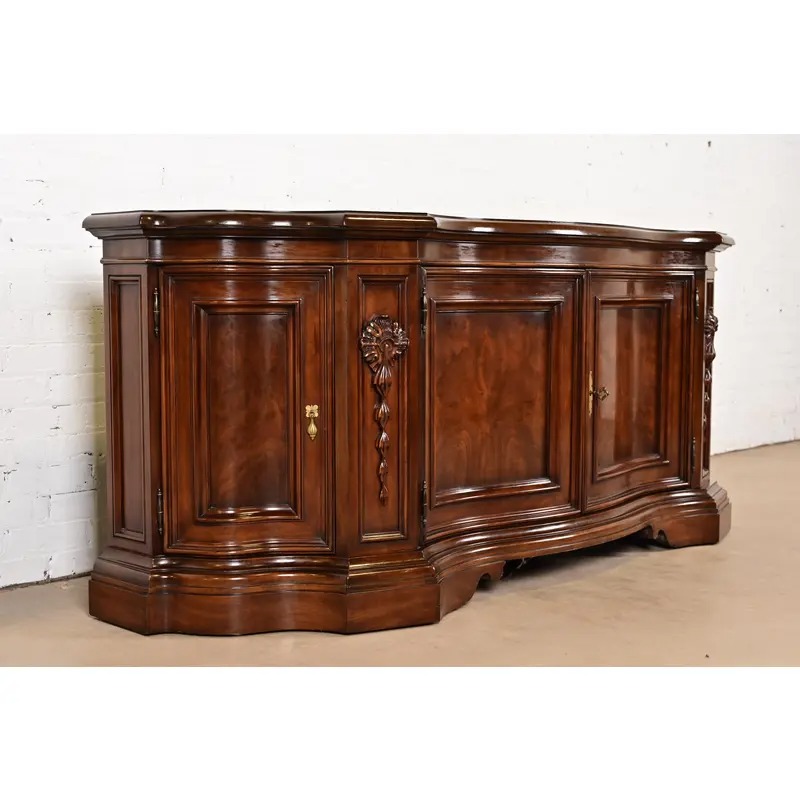 Karges French Regency Louis XVI Burled Walnut Sideboard or Bar Cabinet - Image 6