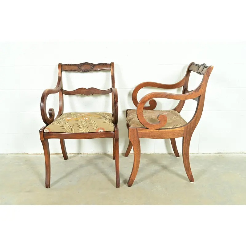 Kindel Furniture Style Regency Carved Solid Mahogany Dining Chairs, Set of Six - Image 6