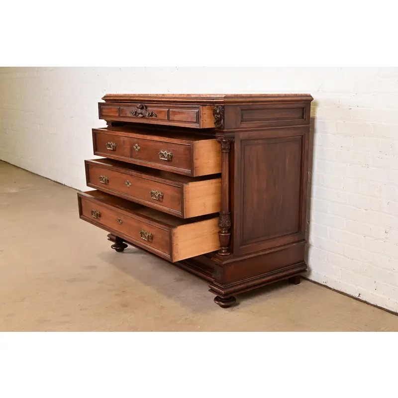 R. J. Horner Style Antique Victorian Carved Walnut Marble Top Buffet Server or Dresser, Circa 1880s - Image 6